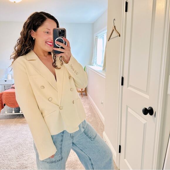 Revolve House of Harlow 1960 Cream Blazer Jacket Large - Picture 1 of 13